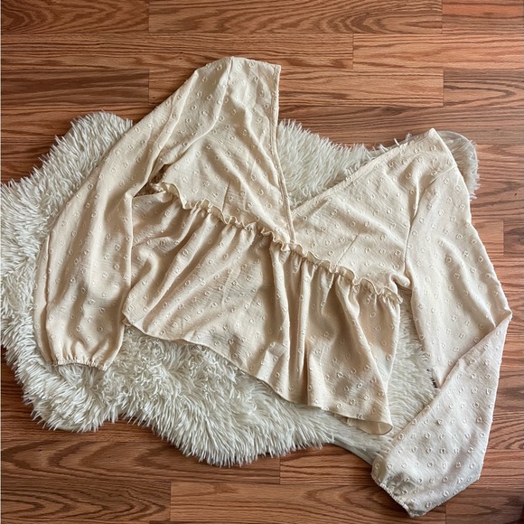 Long Sleeve Peplum Blouse - Picture 1 of 4